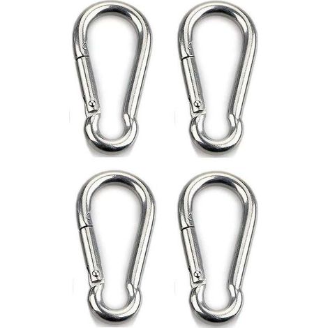 4 robuste Karabinerhaken für Sport und Hunde, Edelstahl 304, 8 mm dick (1/3)