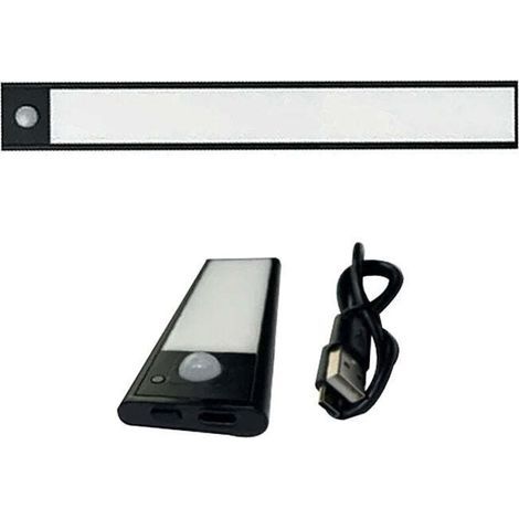 Ultra-thin 40cm rechargeable LED strip light with motion sensor — Black lighting for shoe cabinet or wine cellar