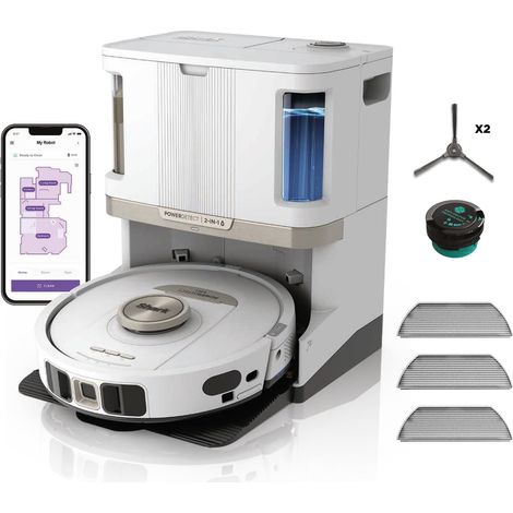 Shark PowerDetect Robot Aspirapolvere Lavapavimenti 2 in 1, NeverTouch Pro Autosvuotante, Autoriempimento, Autopulizia, Navigazione 3D LiDAR, Bypass Ostacoli NeverStuck, WiFi/App, Bianco AV2810ZEEUWH (1/5)