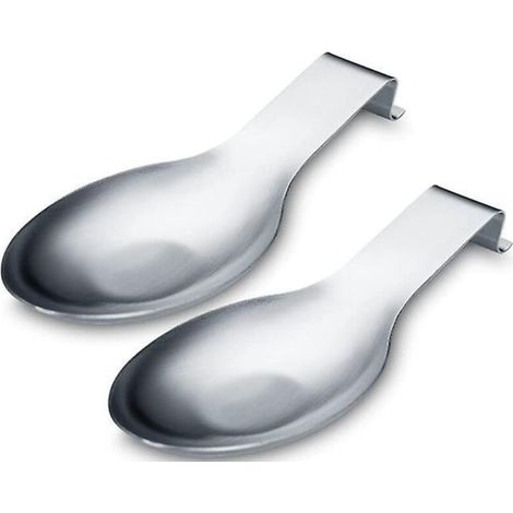 Löffelablage aus matt-silbernem Edelstahl für den Herd, Küchenutensilienhalter für Schöpfkellen, Zangen, Pfannenwender - 2er-Set (24 cm) (1/5)