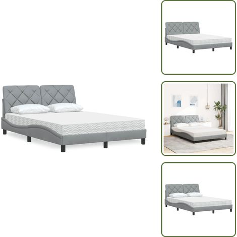 vidaXL Cama con colchón tela gris claro 140x200 cm (1/5)