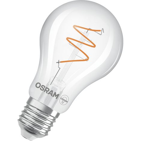 OSRAM Vintage 1906 Classic is a warm white, dimmable piston-shaped LED bulb with a spiral filament. It offers 4.6 W for 470 lm, E27 socket, clear-coloured glass, 60-mm diameter, 2,200 K.