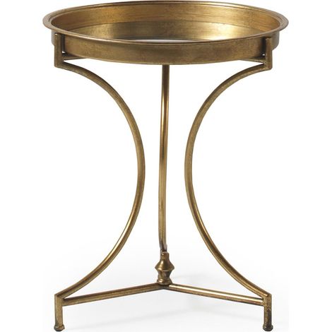 table dappoint dorée en métal au design élégant et finition miroir - doré finition vieilli