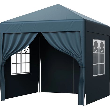 Tente Gazebo, Auvent Imperméable, Montage Facile, 2x2m BLEU 4 murs (1/2)