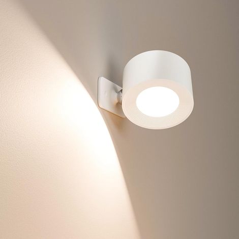 LED-Wandleuchte, 360° drehbare kabellose Magnetlampe, geeignet für Schlaf- und Wohnzimmer (weiß).