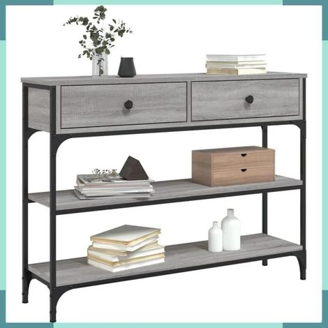 834183 Table console sonoma gris 100x25x75 cm bois d'ingénierie (1/5)