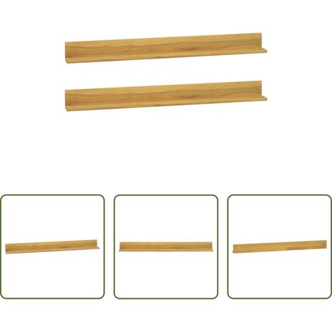 Bois de teck - Étagères murales 2 pcs 110x10x10 cm Bois de teck massif (1/5)