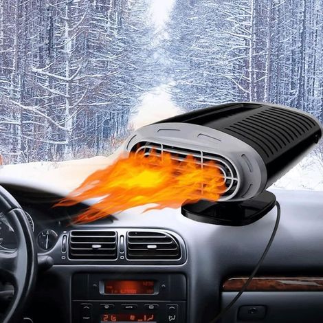 Chauffage de voiture 12V, chauffage portable 150W avec prise allume-cigare, 2 en 1 : chauffage, ventilateur et dégivreur de pare-brise pour tous véhicules.