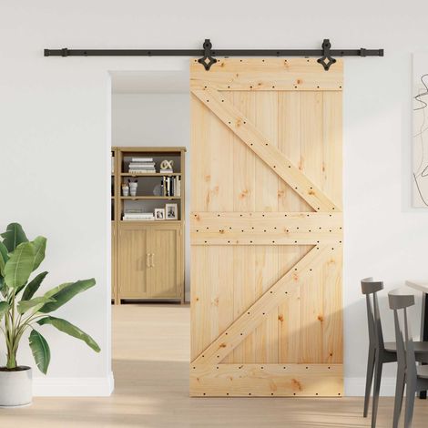 vidaXL Porta scorrevole NARVIK Naturale e Nero 90 x 210 cm (213,5