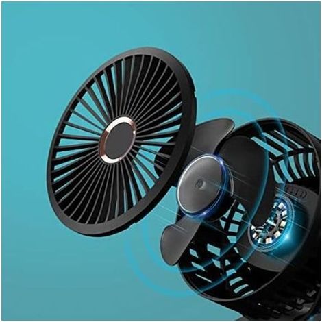 Ventilateur USB Portable Mini Rechargeable 5000mAh Rotation 720° 4 Vitesses Noir (1/4)