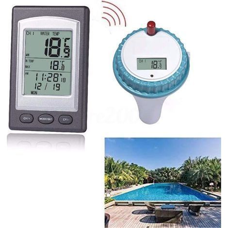 Wasserdichtes, kabelloses Poolthermometer, gut ablesbar, digital, schwimmend, für Schwimmbad, Spa, Becken, Teich, IPX8-verstärkt (1/4)