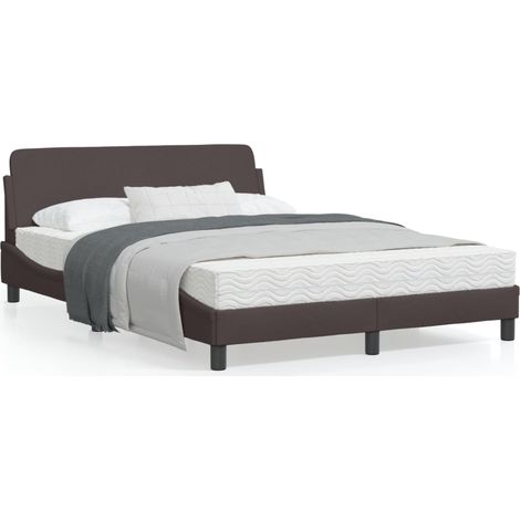Cadre de lit avec tête de lit Marron foncé 120x200 Tissu (1/5)