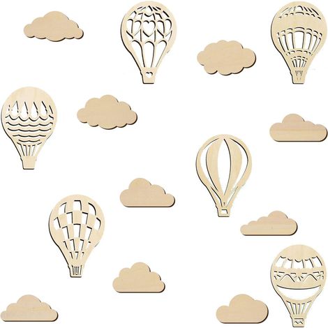 Décoration murale en bois, montgolfière et nuages, décoration murale à faire soi-même, pour chambre d'enfant et salon (1/5)