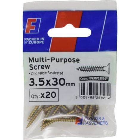 ForgeFix FPKMPS3530Y Multi-Purpose Pozi Screw CSK ST ZYP 3.5 x 30mm ForgePack 20