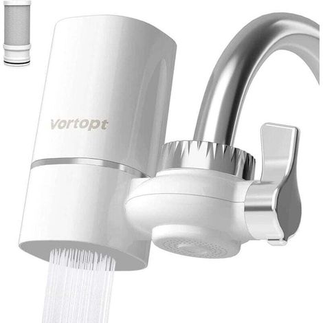 Filtre à eau pour robinet d'évier, débit rapide - Système de filtration d'eau pour robinet de 400 gallons pour l'eau du robinet, certifié NSF pour réduire le chlore et le mauvais goût, 1 remplacement, (1/4)