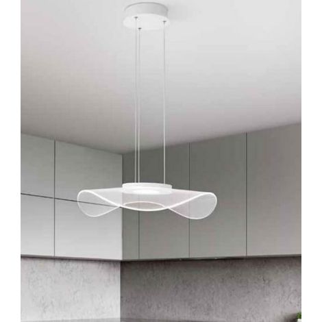 Suspension Led 30W En Acrylique Transparent, Design Moderne, Diamètre 50 Cm, 2046Lm, Lumière Chaude 3000K, Hauteur Réglable 150Cm Par Perenz (1/3)