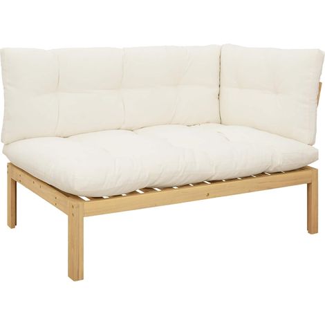 Corner Sofa Unit Light Acacia and Cream White 132 x 92 x 82 cm vidaXL