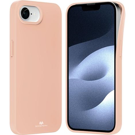 Custodia morbida Mercury per iPhone 16e, colore rosa sabbia.