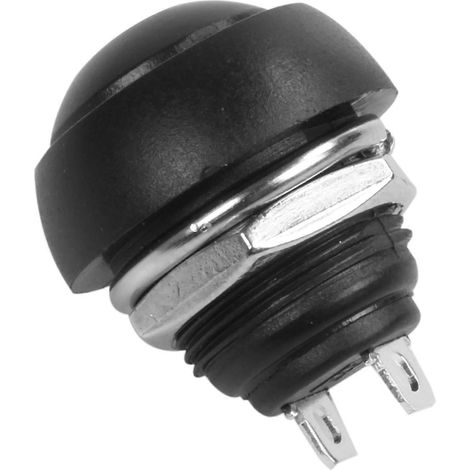Bouton-poussoir rond SPST M4 12 mm étanche momentané marche/arrêt, noir (lot de 5). (1/5)