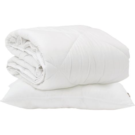 Couette avec oreiller 2 pcs Blanc Microfibre (1/5)