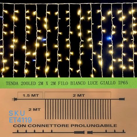 TENDA NATALE ESTERNO NATALIZIA 200 led 2 m x 2m filo bianco luce giallo ip65 /ET4119 (1/2)