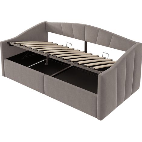 GagaGagaLit banquette 90x200 cm gris avec rangement hydraulique (1/5)