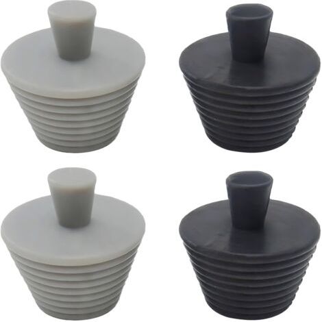 QORVA-(Noir, Gris) 4pcs Bouchons de vidange universels Bouchon d'évier en caoutchouc Bouchon de vidange de baignoire universel Bouchon d'étanchéité de tuyau de vidange de baignoire
