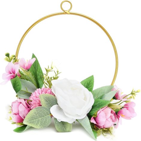 Bouquets de Mariage, Guirlande de Fleurs artificielles suspendues Guirlande Cerceau en métal décoration de la Maison Bouquet de Mariage Pendentif Mural pour Porte d'entrée(Tour) (1/5)