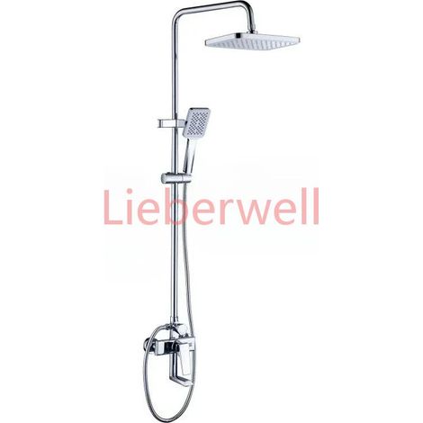 Système de douche en laiton chromé/gris, ensemble de robinets de douche de salle de bains muraux, ensemble de douche de salle de bains à pluie avec robinet pivotant (1/5)