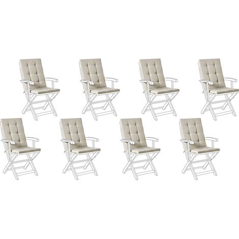 Conjunto de 8 cojines para asiento y respaldo de sillas de exterior con lazos gris pardo Maui