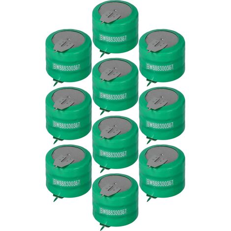 vhbw 10x NiMH replacement button cell battery tab type V250H 250mAh 3.6V suitable for model building batteries, solar lights etc.