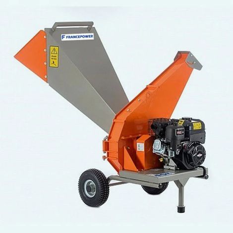 Broyeur de végétaux thermique 75 mm – Moteur LONCIN G200 – Cylindrée 196 cm3 – Capacité 3,5 m3/h – Coupe branches jusqu'à 6,5 cm