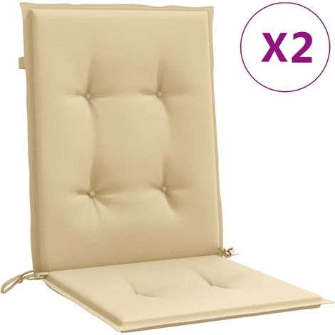 Coussins de chaise à dossier bas lot de 2 beige mélangé tissu (1/5)