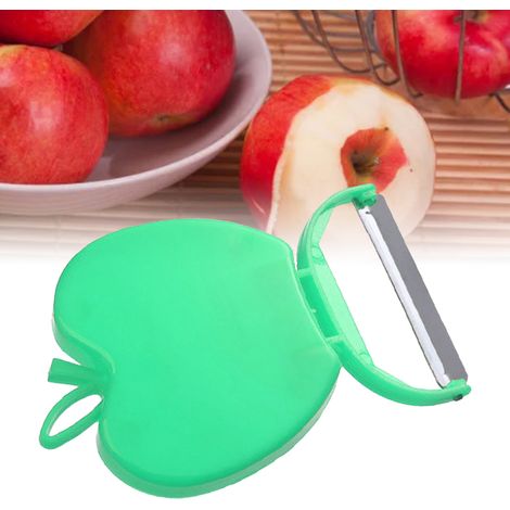 Éplucheur à pommes de terre pliable en forme de pomme, facile à utiliser et polyvalent. Éplucheur à poires pour légumes et fruits, idéal pour la cuisine et la maison. Vert. (1/5)