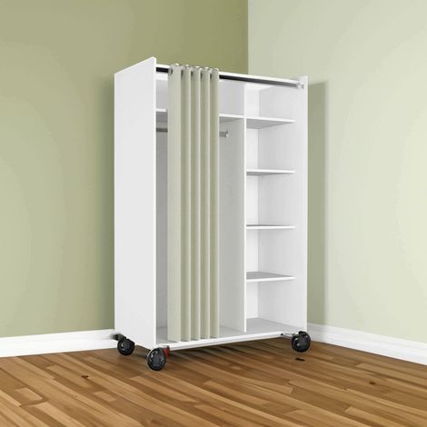 Dmora – Insertion à compartiments avec roulettes pour armoire – Dimensions 99,7 x 160 x 48,25 cm – Matériau laminé résistant aux chocs et rayures