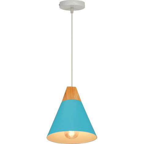 Wooden Pendant Lights Modern Pendant Light Retro Pendant Lights Nordic Style Ceiling Light Creative Hanging Lamp For Bedroom Living Room Blue (1/5)