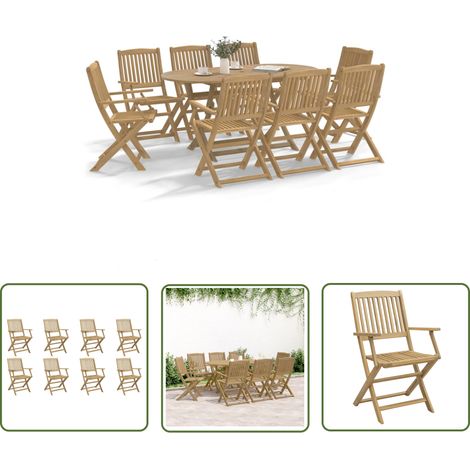 The Living Store Gartenstühle 8 Stk. Klappbar 54,5x58x90 cm Massivholz Akazie - Gartenstühle - Holzstühle - Akazienholz Möbel - Outdoor Möbel - Gartenmöbel (1/5)