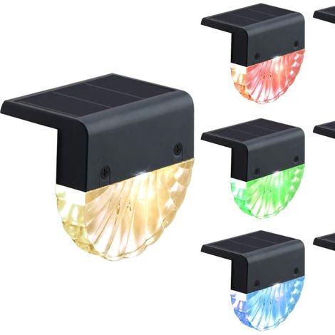 RGB-LED-Solar-Treppenleuchten mit mehrfarbigen und warmweißen Elementen, Außenbeleuchtung für Garten, Terrasse, Zaun und Geländer, 2er-Set (1/3)