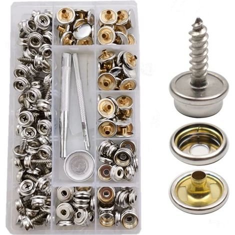 BelleRise - 150 boutons-pression métalliques pour auvent de bateau de la marine (1/5)