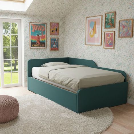 Divano letto piazza e mezza 120x190 con spalliera e secondo letto estraibile - Verde Petrolio
