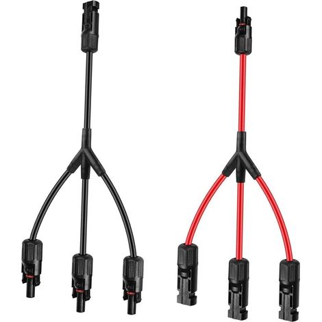 Y-Connecteur panneau solaire (1 à 3), Ip67, F/M/M/M et M/F/F/F, distributeur de câbles pour panneaux solaires, compatible avec connecteurs photovoltaïques de 2,5 mm2-6 mm2(1 rouge + 1 noir) (1/5)