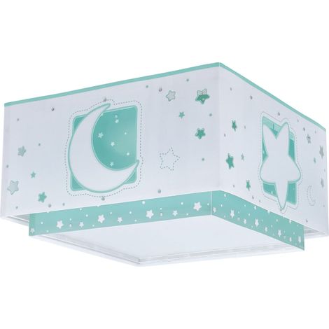 Plafonnier enfant lune et étoiles Vert, Lustre chambre Enfant, Lampe de Plafond enfant, 63236H, E27 (1/5)
