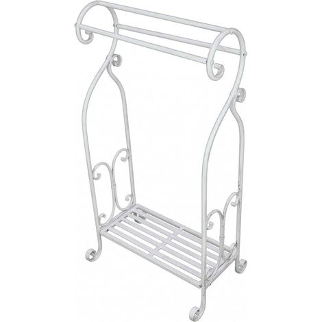 Portasciugamani in acciaio bianco antico 37x33xH90 cm (1/3)