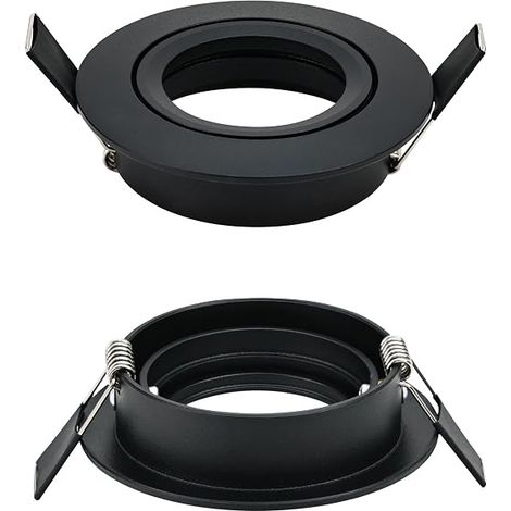 Spot Encastrable GU10 Orientables Aluminium Noir, Cadre De Montage Avec Douille GU10, Support Spot Encastrable Plafond Pour LED, Trou de montage ø75mm (1/3)
