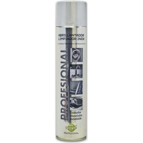 limpiador profesional en spray para acero inox,cromados, apto para plata y alpaca vinfer 600 ml