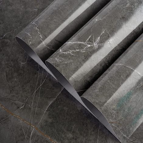 Papier peint autocollant en marbre gris Étanche Épais Brillant 40CMx3M Aspect Béton Décor mural autocollant vinyle pour meubles et murs Décorations autocollantes en PVC (1/5)