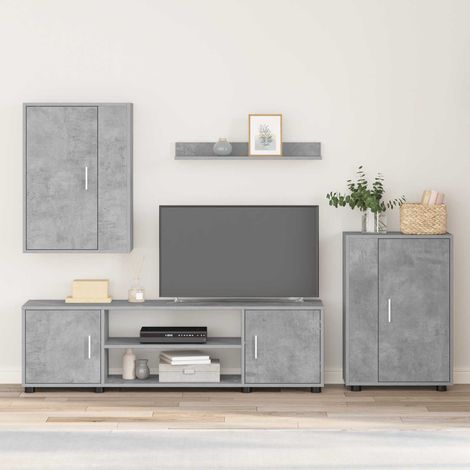 TV-Schrankset Beton Grau Holzwerkstoff (1/5)
