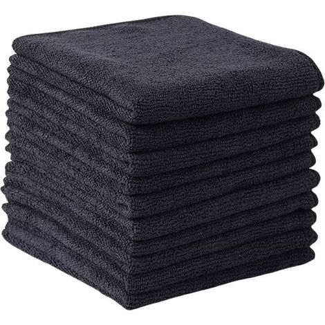 Household cleaning cloth – Lot de 10 (30x30 cm),Douces, absorbantes et faciles d'entretien – pour Salle de Bain, invités & Spa – Noir (1/2)
