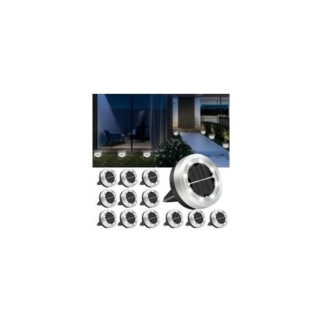 Lampe Solaire Au Sol Lot de 12, Lumiere Solaire Exterieur Jardin 8 LED, Étanche Spot Solaire Extérieur, Eclairage Solaires pour Terrasse Allée Chemins Pelouse Cour Piscine[Blanc chaud] [Classe énergét