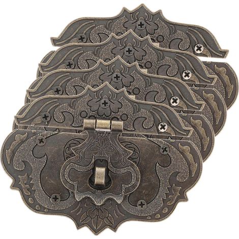 Set aus 4 Vintage-Schließverschlüssen aus Zinklegierung für Schmuckkästchen, Schränke und Werkzeugkästen, inklusive Schrauben. (1/5)